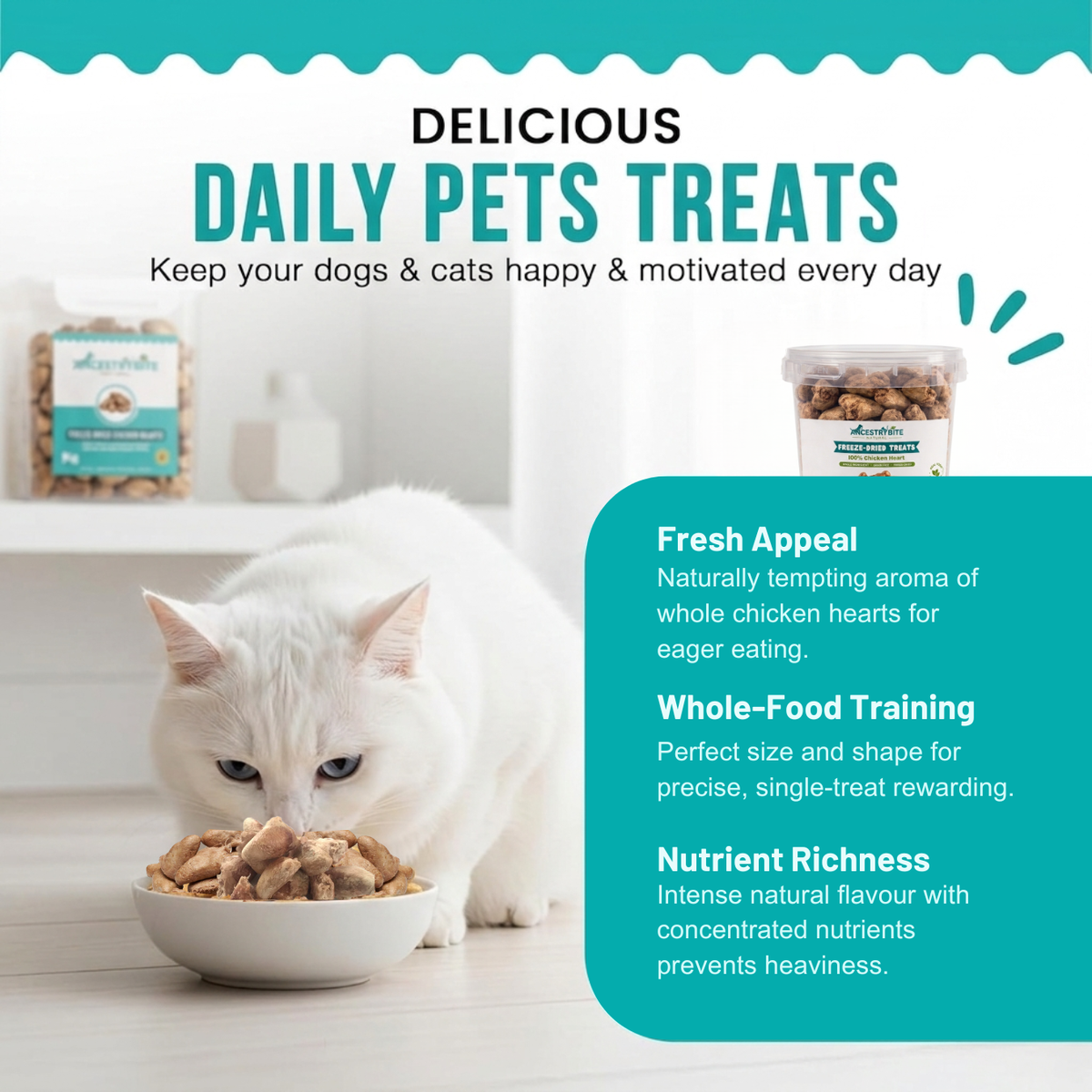 AncestryBite Freeze-Dried Chicken Heart Treats 200g