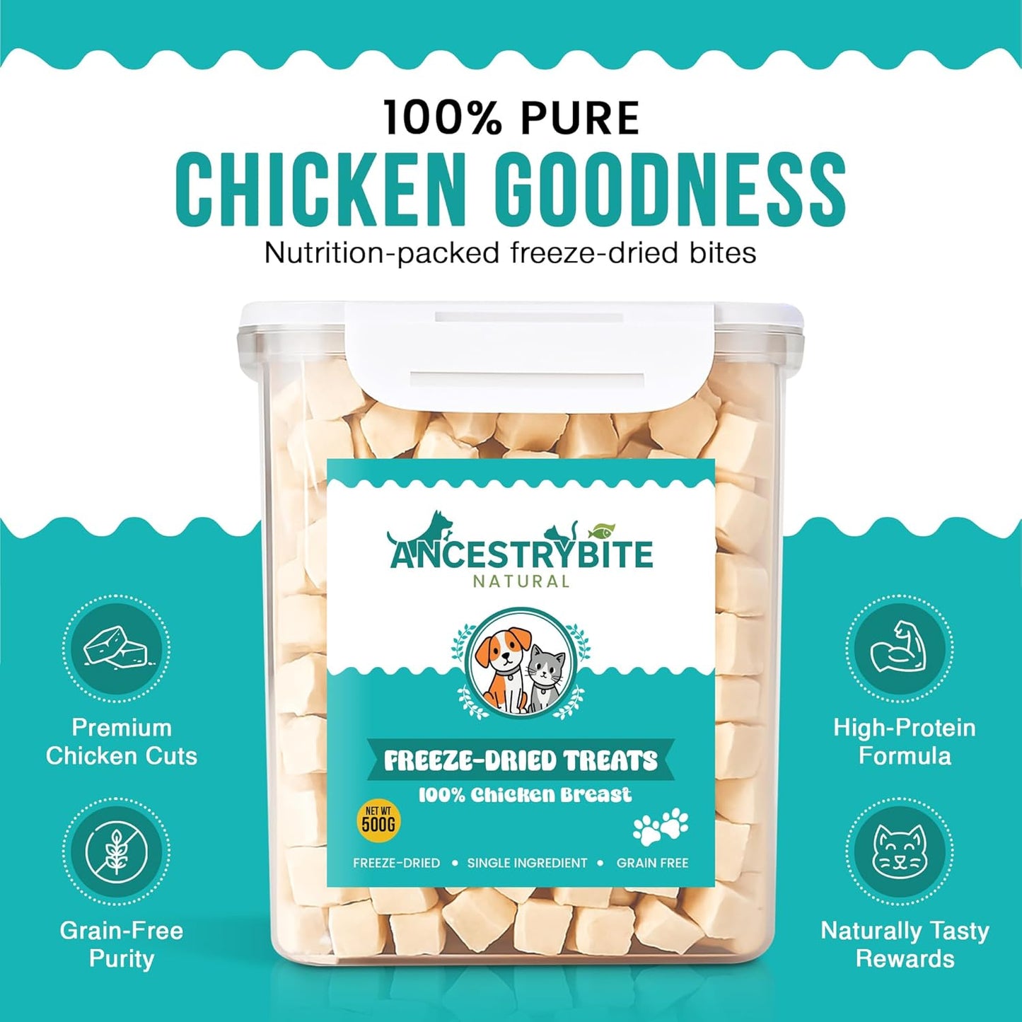 Ancestry Bite Freeze-Dried Chicken Treats 500g