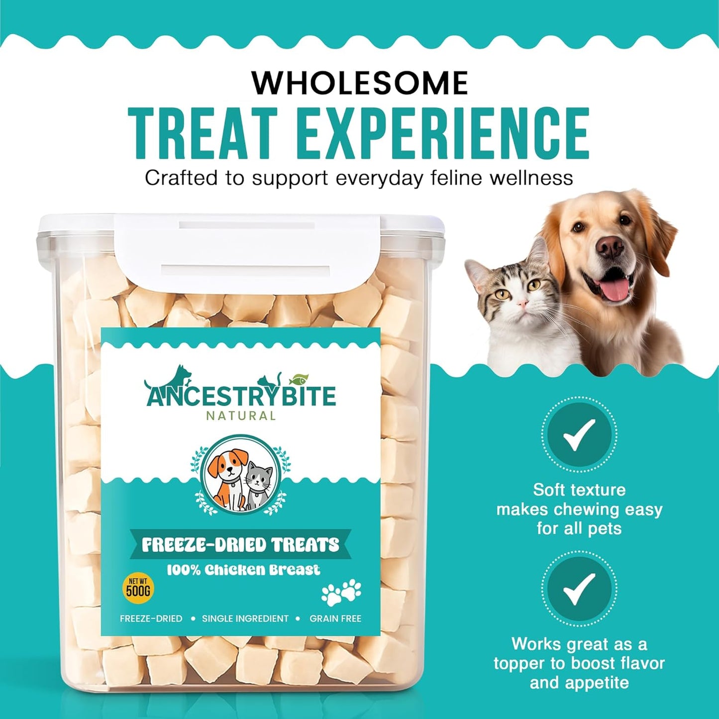 Ancestry Bite Freeze-Dried Chicken Treats 500g